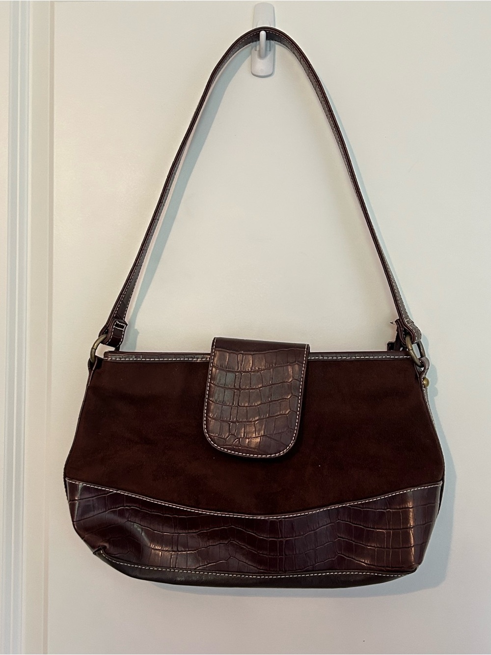 Y2K Chocolate Brown Suede Shoulder Bag